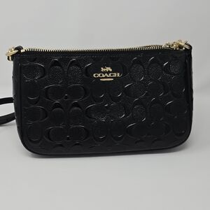 Coach Black Embossed Patent Leather with Gold Accents